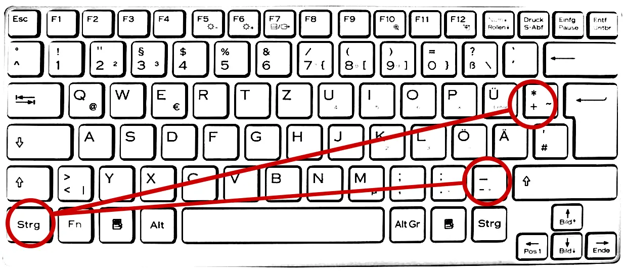 Ansicht einer Tastatur wie man die Schriftgröße ändert