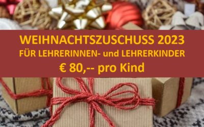 Weihnachtszuschuss € 80,– pro Lehrerkind auch im Jahr 2023