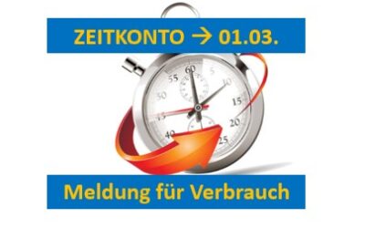 Fristen zum Zeitkonto – Meldung 01.03. für den Verbrauch